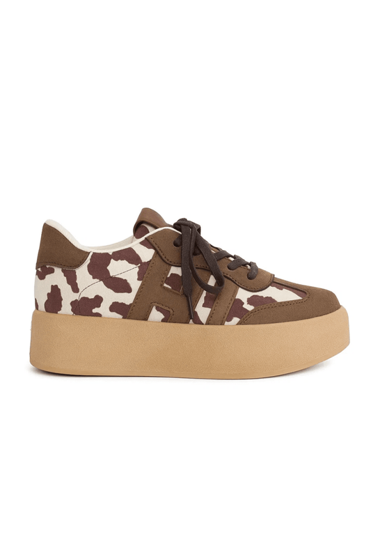 Tenis para Mujer Cow Print Café - Tenis para Mujer