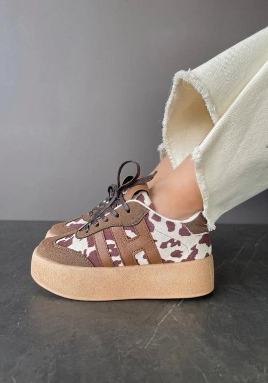 Tenis para Mujer Cow Print Café - Tenis para Mujer