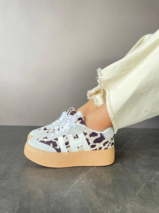Tenis para Mujer Cow Print Blanco - Tenis para Mujer